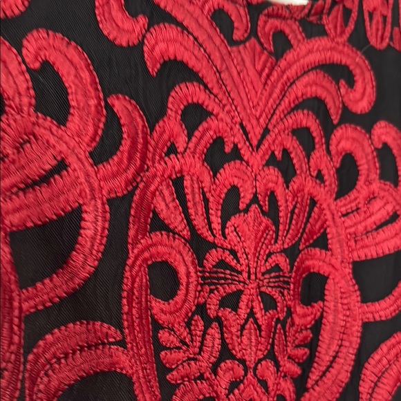 Foxiedox Elegant Black and Red Lace Midi Dress - Picture 7 of 14